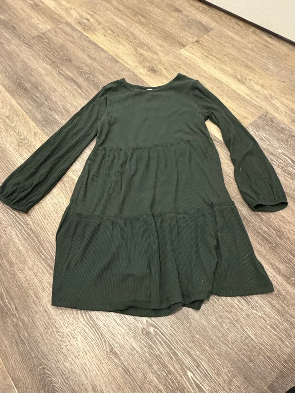 Old Navy Girls Long-Sleeve Tiered Dresses - Pink & Dark Green